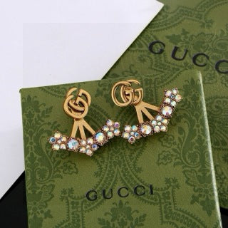 Gucci Interlocking G Crystal Wing Drop Earrings
