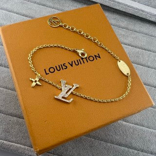 Louis Vuitton Diamond Letter Charm Chain Bracelet