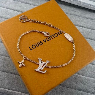 Louis Vuitton Diamond Letter Charm Chain Bracelet