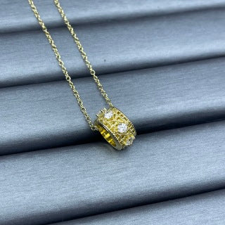Dior Oblique Crystal Medallion Necklace