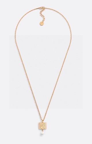 Dior Liora Crystal Medallion Pearl Drop Necklace