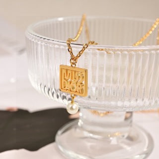 Dior Liora Crystal Medallion Pearl Drop Necklace