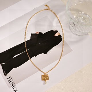 Dior Liora Crystal Medallion Pearl Drop Necklace