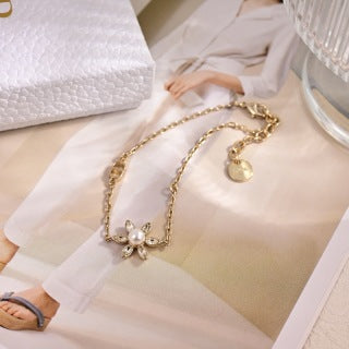 Dior Liora Floral Pearl Drop Pendant Necklace