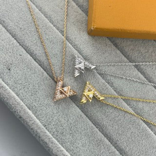 Louis Vuitton Diamond V Geometric Pendant Necklace