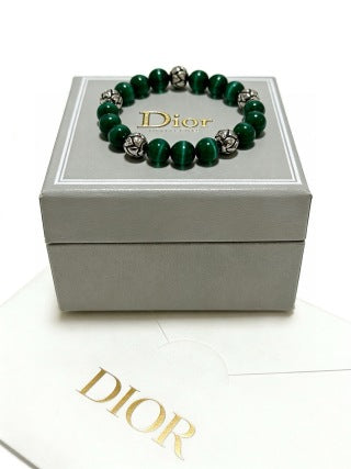 Dior Evelyne Emerald Green Bead Charm Bracelet