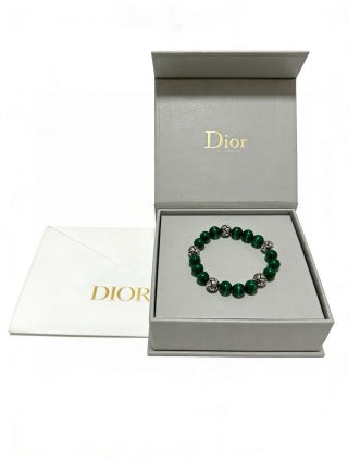 Dior Evelyne Emerald Green Bead Charm Bracelet