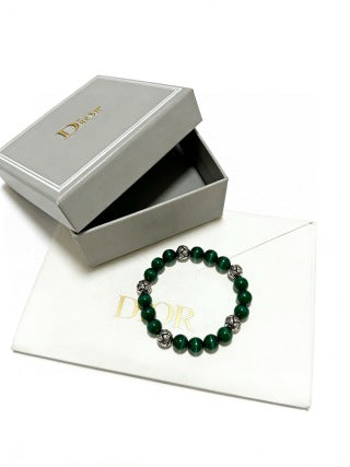 Dior Evelyne Emerald Green Bead Charm Bracelet