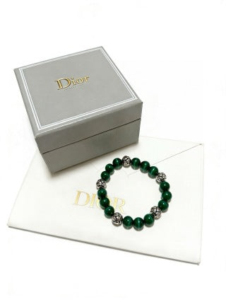 Dior Evelyne Emerald Green Bead Charm Bracelet