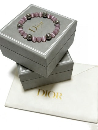 Dior Evelyne Rose Quartz Bead Charm Bracelet