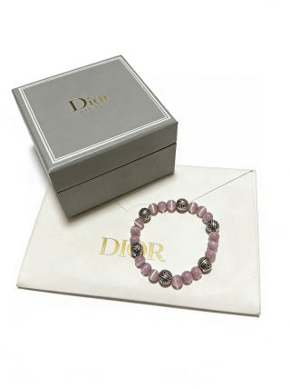 Dior Evelyne Rose Quartz Bead Charm Bracelet