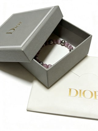 Dior Evelyne Rose Quartz Bead Charm Bracelet
