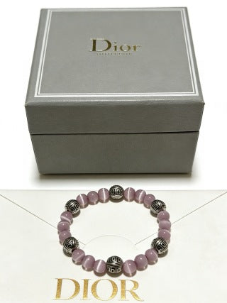 Dior Evelyne Rose Quartz Bead Charm Bracelet