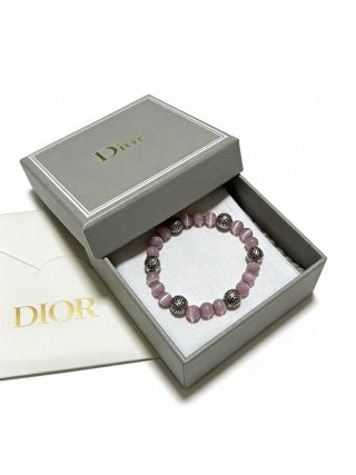 Dior Evelyne Rose Quartz Bead Charm Bracelet