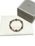 Dior Evelyne Rose Quartz Bead Charm Bracelet