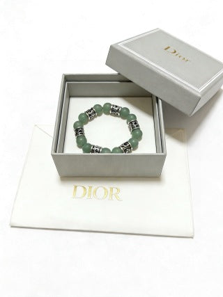 Dior Evelyne Sage Green Bead Charm Bracelet