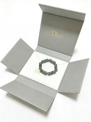 Dior Evelyne Sage Green Bead Charm Bracelet