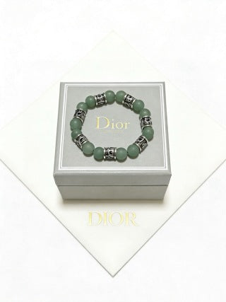 Dior Evelyne Sage Green Bead Charm Bracelet