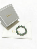 Dior Evelyne Sage Green Bead Charm Bracelet