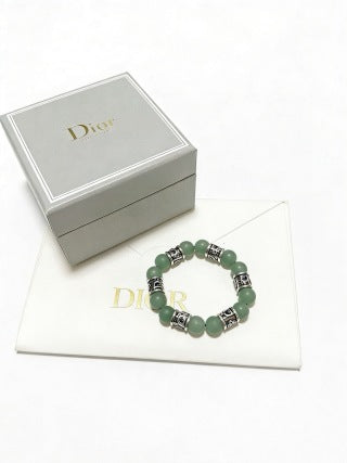 Dior Evelyne Sage Green Bead Charm Bracelet