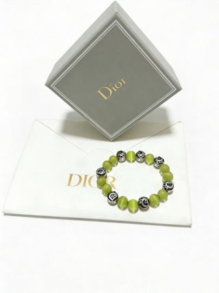 Dior Evelyne Green Jade Bead Charm Bracelet