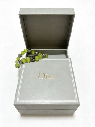 Dior Evelyne Green Jade Bead Charm Bracelet
