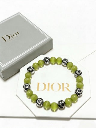 Dior Evelyne Green Jade Bead Charm Bracelet