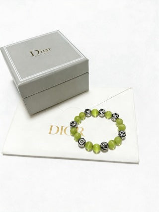 Dior Evelyne Green Jade Bead Charm Bracelet