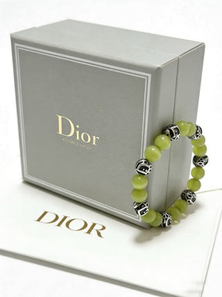 Dior Evelyne Green Jade Bead Charm Bracelet