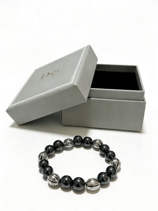 Dior Evelyne Obsidian Black Bead Charm Bracelet