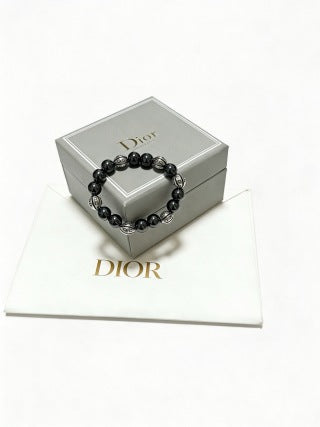 Dior Evelyne Obsidian Black Bead Charm Bracelet