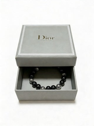 Dior Evelyne Obsidian Black Bead Charm Bracelet