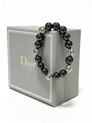 Dior Evelyne Obsidian Black Bead Charm Bracelet
