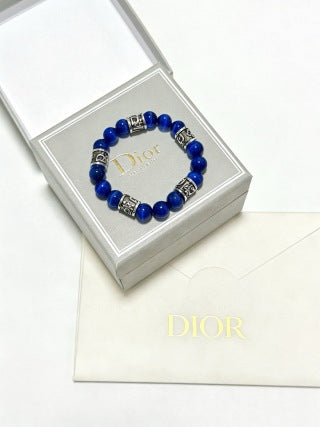 Dior Evelyne Lapis Blue Bead Charm Bracelet