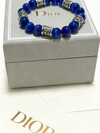 Dior Evelyne Lapis Blue Bead Charm Bracelet
