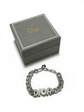 Dior Evelyne Silver Engraved Link Chain Bracelet