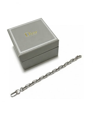 Dior Evelyne Silver CD Link Chain Bracelet