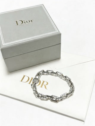 Dior Evelyne Silver CD Link Chain Bracelet