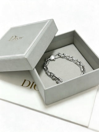 Dior Evelyne Silver CD Link Chain Bracelet