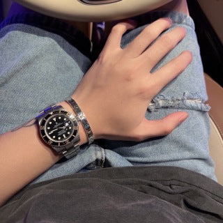 Louis Vuitton Silver Monogram Edge Cuff Bracelet