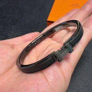 Hermès Shadow Black Slim Cuff Bracelet