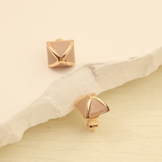 Hermès Rose Gold Geometric Pyramid Stud Earrings