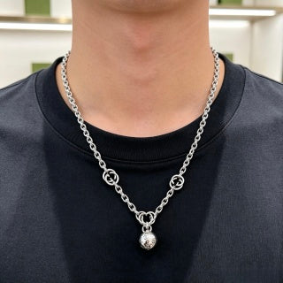 Gucci Interlocking G Crystal Drop Pendant Necklace