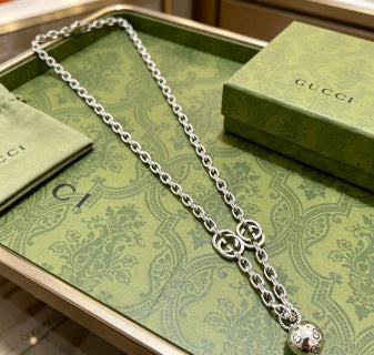 Gucci Interlocking G Crystal Drop Pendant Necklace