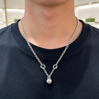 Gucci Interlocking G Crystal Drop Pendant Necklace