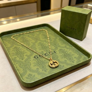 Gucci Interlocking G Round Medallion Chain Necklace