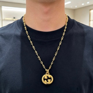 Gucci Interlocking G Round Medallion Chain Necklace
