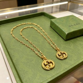 Gucci Interlocking G Round Medallion Chain Necklace