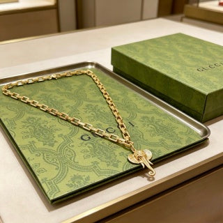 Gucci Horsebit Cross Pendant Chain Necklace