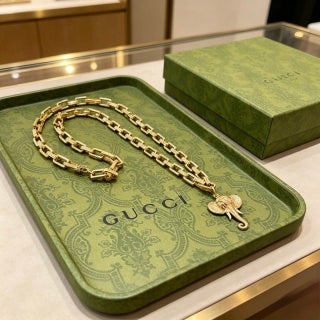 Gucci Horsebit Cross Pendant Chain Necklace